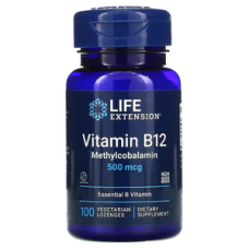 Life Extension, Vitamin B12, Methylcobalamin, 500 мкг, 100 пастилок