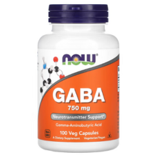 NOW Foods, GABA, 750 мг, 100 растительных капсул